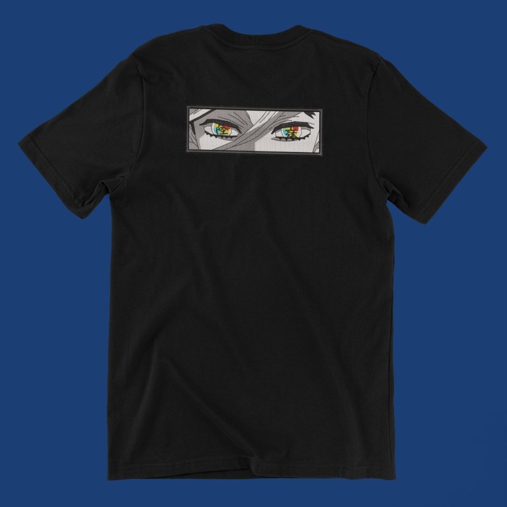 New- White&black Embroidered anime box T-shirt